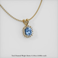 1.21 Ct. Greenish Blue Sapphire Pendant, 14K Yellow Gold 2