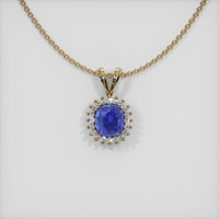 0.76 Ct. Blue Sapphire Pendant, 14K Yellow Gold 1