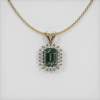 1.40 Ct. Bluish Green Sapphire Pendant, 14K Yellow Gold 1
