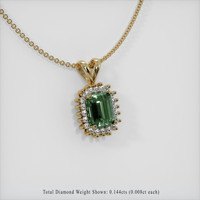 1.40 Ct. Bluish Green Sapphire Pendant, 14K Yellow Gold 2