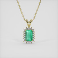 0.98 Ct. Emerald Pendant, 18K Yellow Gold 1