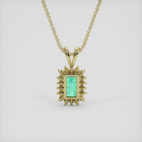 0.98 Ct. Emerald Pendant, 18K Yellow Gold 4