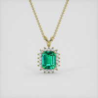 3.81 Ct. Emerald Pendant, 18K Yellow Gold 1