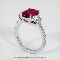 2.92 Ct. Ruby Ring, Platinum 950 2