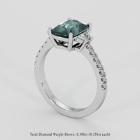 2.57 Ct. Bluish Green Sapphire Ring, Platinum 950 2