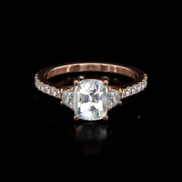 2.02 Ct. White Sapphire Ring, 14K Rose Gold 1