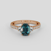 2.09 Ct. Bluish Green Spinel Ring, 18K Rose Gold 1