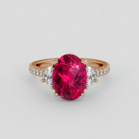 3.04 Ct. Pinkish Red Rubellite Tourmaline Ring, 18K Rose Gold 1