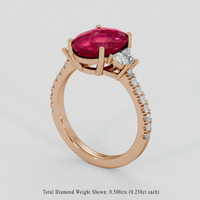 3.04 Ct. Pinkish Red Rubellite Tourmaline Ring, 18K Rose Gold 2