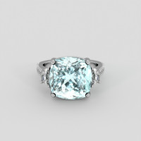 9.30 Ct. Greenish Blue Aquamarine Ring, Silver 1