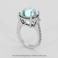 9.30 Ct. Greenish Blue Aquamarine Ring, Silver 2