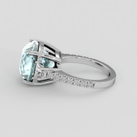 9.30 Ct. Greenish Blue Aquamarine Ring, Silver 4
