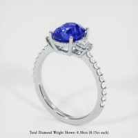 3.30 Ct. Blue Sapphire Ring, 10K White Gold 2