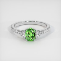 0.73 Ct. Yellowish Green Chrome Tourmaline Ring, 10K White Gold 1