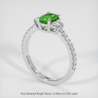 0.73 Ct. Yellowish Green Chrome Tourmaline Ring, 10K White Gold 2