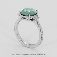 3.93 Ct. Bluish Green Sapphire Ring, 10K White Gold 2