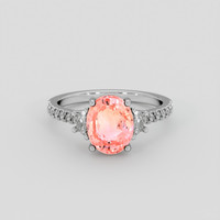 3.10 Ct. Padparadscha Sapphire Ring, 10K White Gold 1