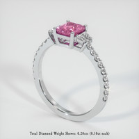 0.77 Ct. Pink Sapphire Ring, 14K White Gold 2
