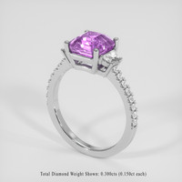 3.04 Ct. Purplish Pink Sapphire Ring, 14K White Gold 2