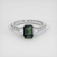 2.04 Ct. Green Sapphire Ring, 14K White Gold 1