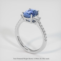 2.57 Ct. Blue Sapphire Ring, 14K White Gold 2