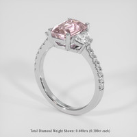 3.43 Ct. Peach Sapphire Ring, 14K White Gold 2