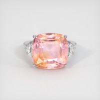 12.48 Ct. Padparadscha Sapphire Ring, 14K White Gold 1