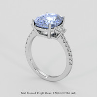 6.98 Ct. Greyish Blue Sapphire Ring, 14K White Gold 2