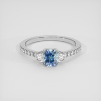 1.21 Ct. Greenish Blue Sapphire Ring, 18K White Gold 1