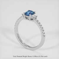 1.21 Ct. Greenish Blue Sapphire Ring, 18K White Gold 2