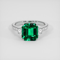 2.94 Ct. Emerald Ring, 18K White Gold 1