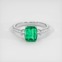 1.35 Ct. Emerald Ring, 18K White Gold 1