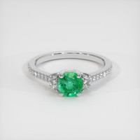 0.85 Ct. Emerald Ring, 18K White Gold 1