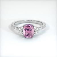 1.73 Ct. Pink Sapphire Ring, 18K White Gold 1