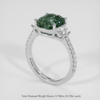 5.50 Ct. Bluish Green Sapphire Ring, 18K White Gold 2