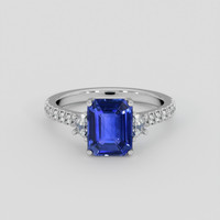 3.01 Ct. Blue Sapphire Ring, 18K White Gold 1