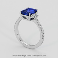 3.01 Ct. Blue Sapphire Ring, 18K White Gold 2