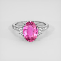 2.53 Ct. Purplish Pink Sapphire Ring, 18K White Gold 1