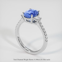 2.57 Ct. Blue Sapphire Ring, 18K White Gold 2
