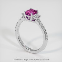 1.24 Ct. Pink Sapphire Ring, 18K White Gold 2