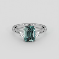 2.57 Ct. Bluish Green Sapphire Ring, 18K White Gold 1