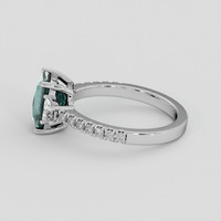 2.57 Ct. Bluish Green Sapphire Ring, 18K White Gold 4