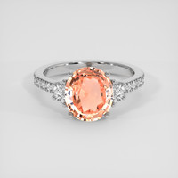 3.00 Ct. Padparadscha Sapphire Ring, 18K White Gold 1
