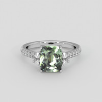 2.53 Ct. Green Sapphire Ring, 18K White Gold 1