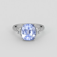 6.98 Ct. Greyish Blue Sapphire Ring, 18K White Gold 1