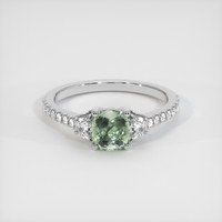 1.34 Ct. Green Sapphire Ring, 18K White Gold 1