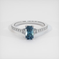 2.01 Ct. Greenish Blue Sapphire Ring, 18K White Gold 1