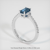 2.01 Ct. Greenish Blue Sapphire Ring, 18K White Gold 2