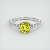 2.03 Ct. Yellowish Green Sapphire Ring, 18K White Gold 1
