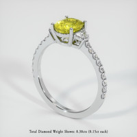 2.03 Ct. Yellowish Green Sapphire Ring, 18K White Gold 2